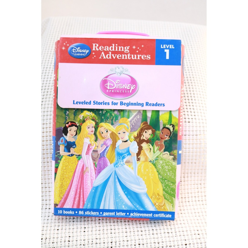 Disney Princess Reading Adventures Level 1 Book Set 10 Books Pink Case